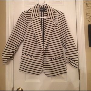 Black and white striped blazer