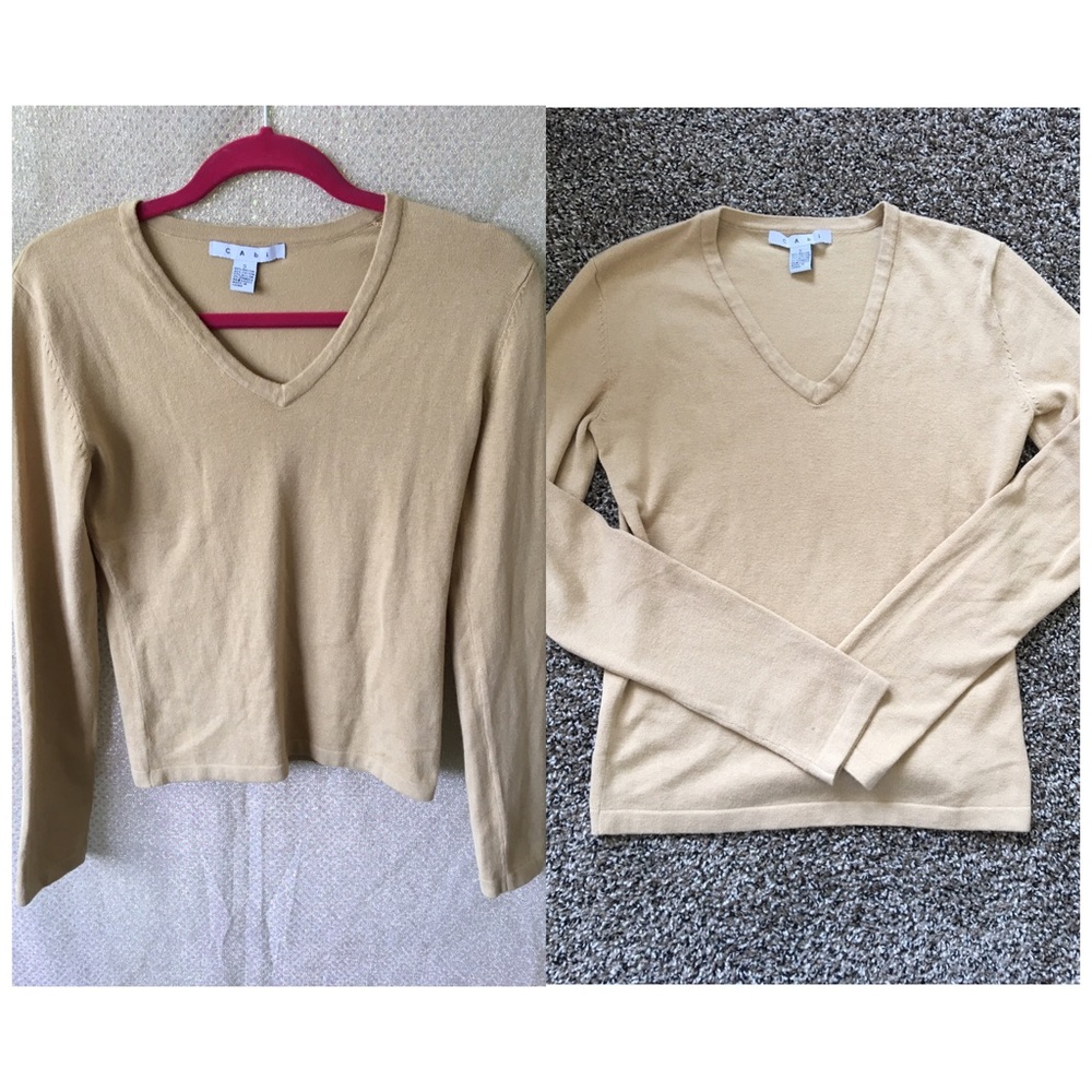 CAbi gold v neck sweater