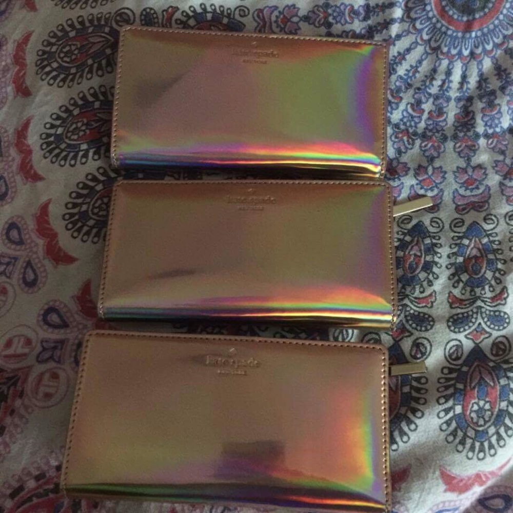 Kate Spade Holo Rose Gold Rainer Lane Stacy wallet