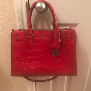 Authentic Red Leather Michael Kors Bag
