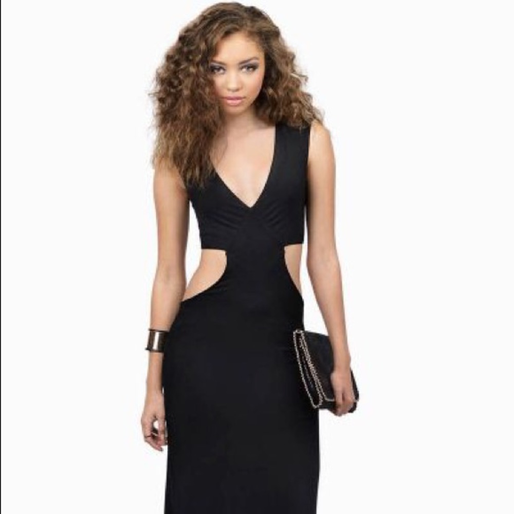 Tobi Esther side slit dress in black