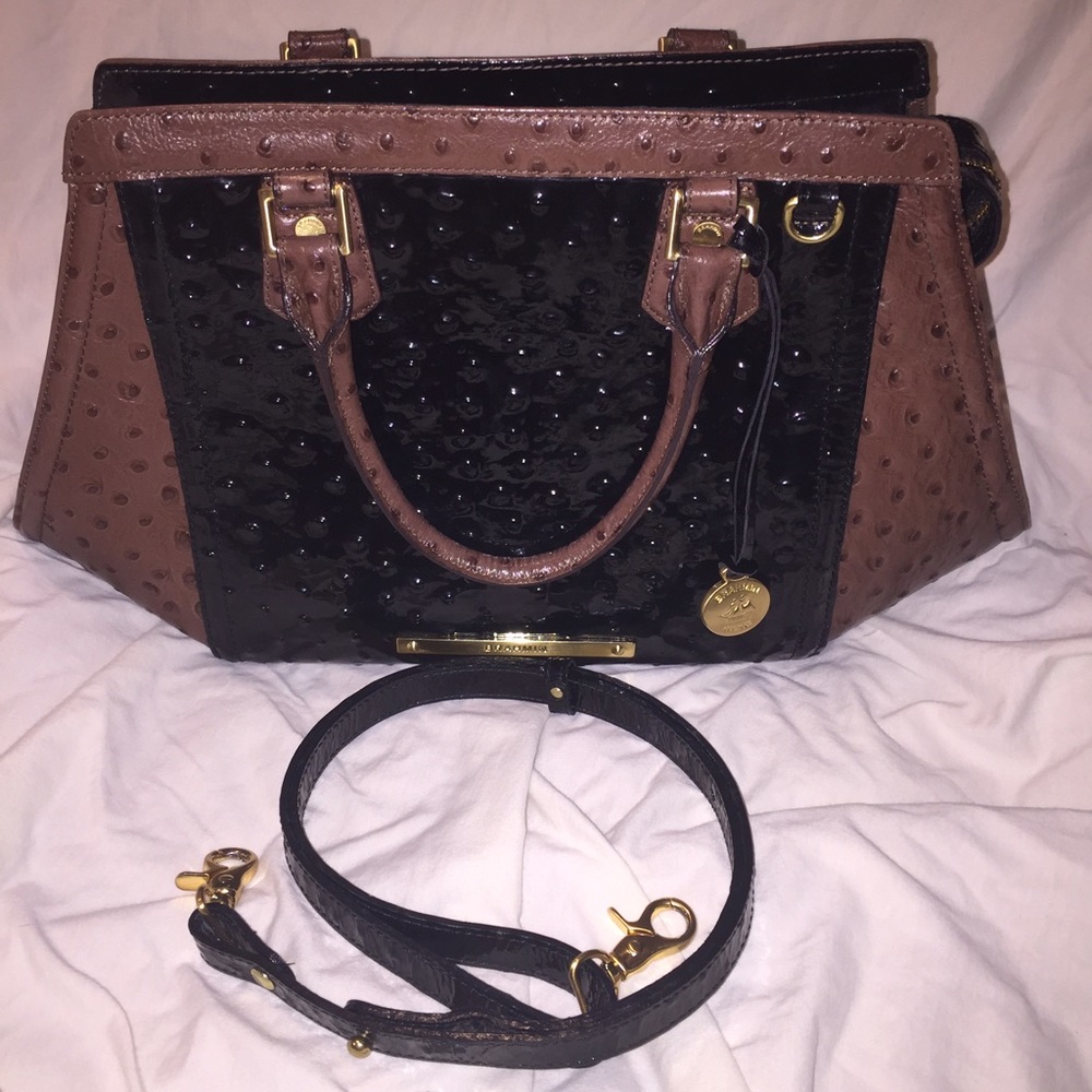 Brahmin Arden Satchel in Glossy Normandy Ostrich