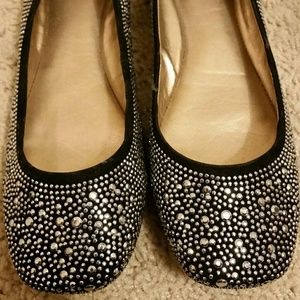 BCBG black sparkly flats (NWOT)