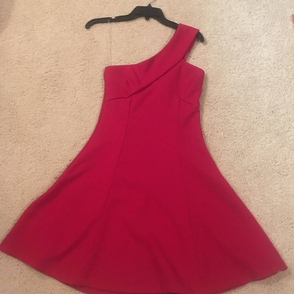 Red one shoulder dress
