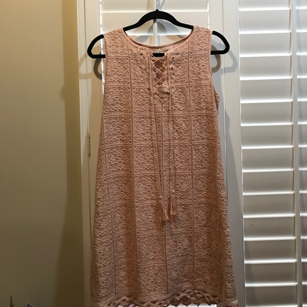 Light Pink Lace-Up shift dress
