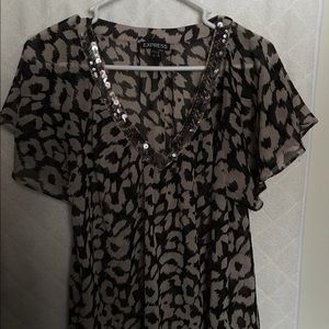 Express Leopard print sheer shirt