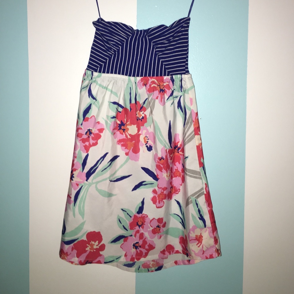 Roxy strapless striped and floral print dress