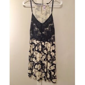 Navy Floral Print Dress