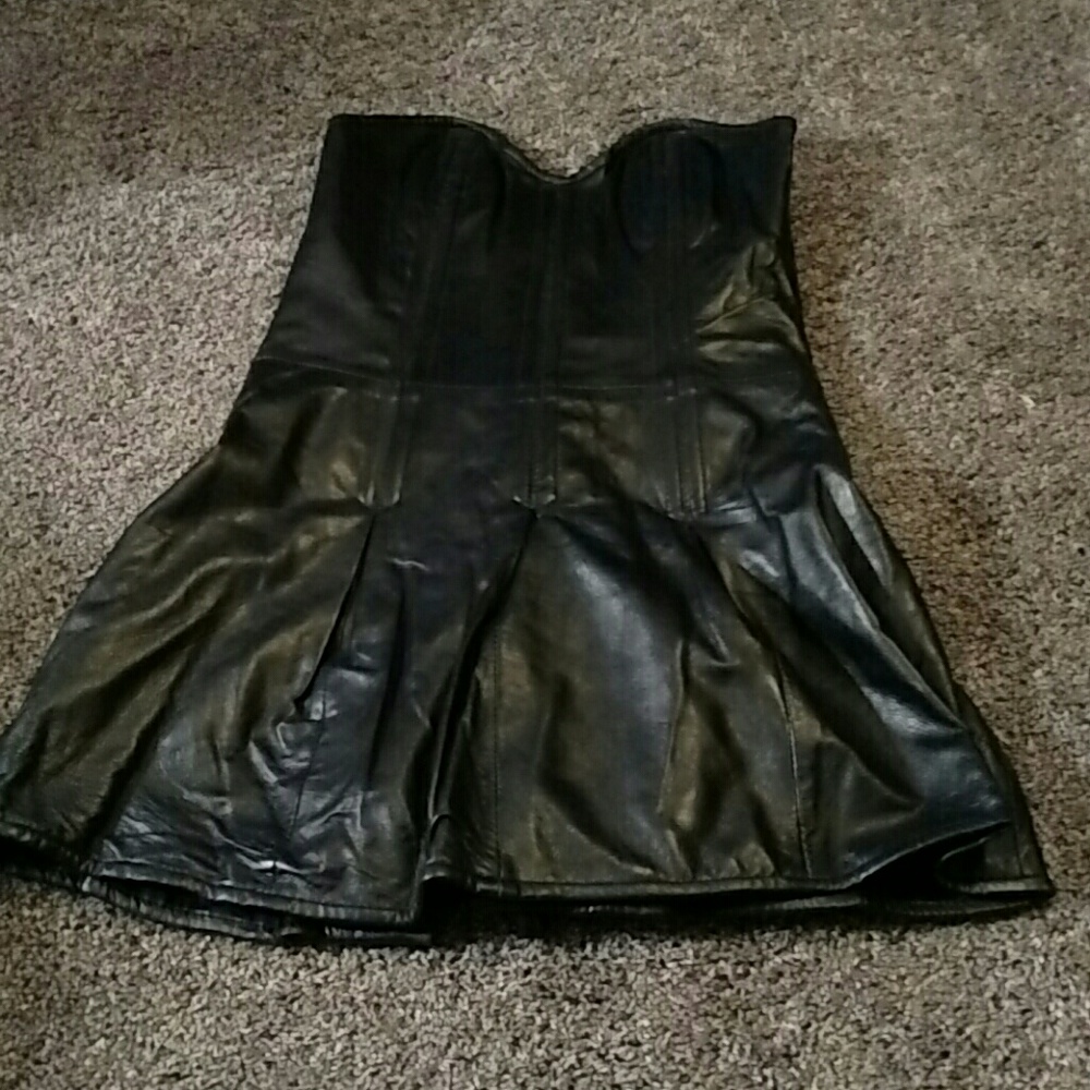 Leather (lambskin) dress, strapless
