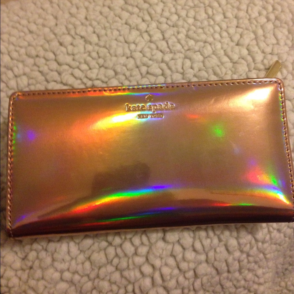 Kate Spade Rose Gold Holo Rainer Lane Stacy wallet