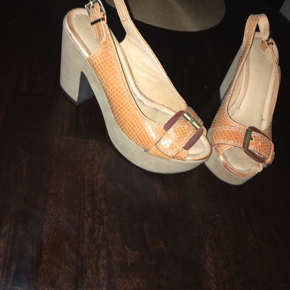 Orange platform heels