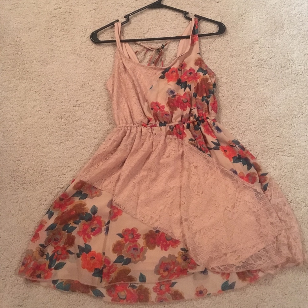 Pink and Tan floral dress