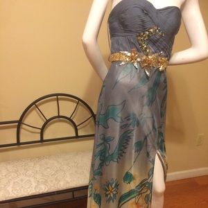 Blue and gold Floral Dress