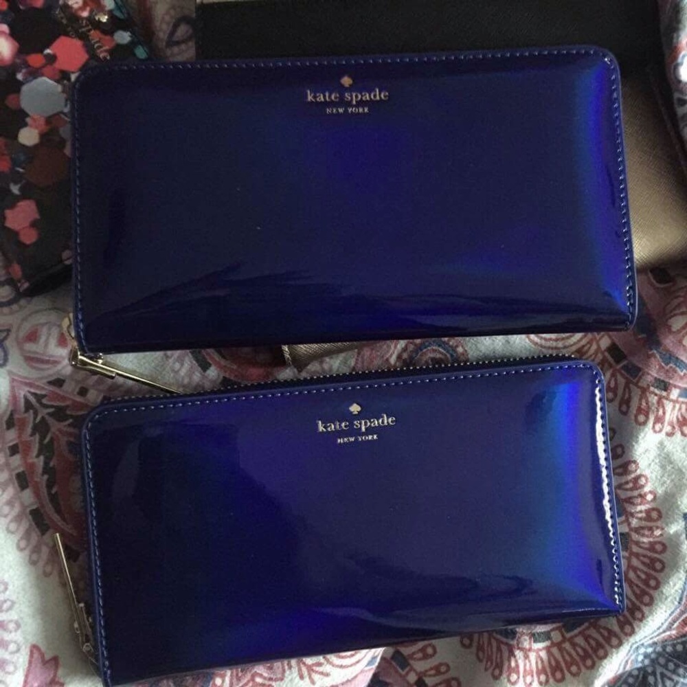 Kate Spade Blue Holo Rainer Lane Lacey wallet SALE