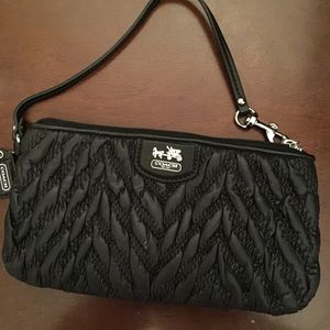 NWT Authentic Coach Black Chevron Wristlet