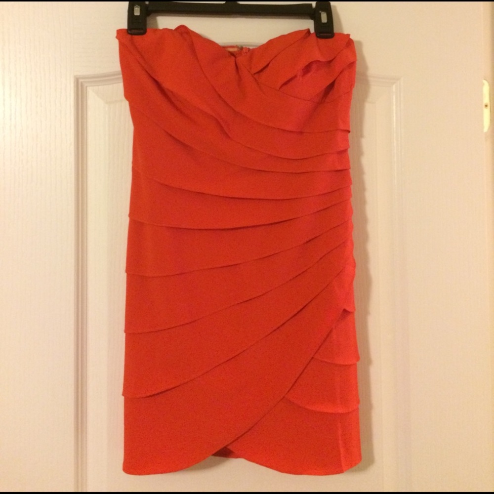 Orange Strapless Dress