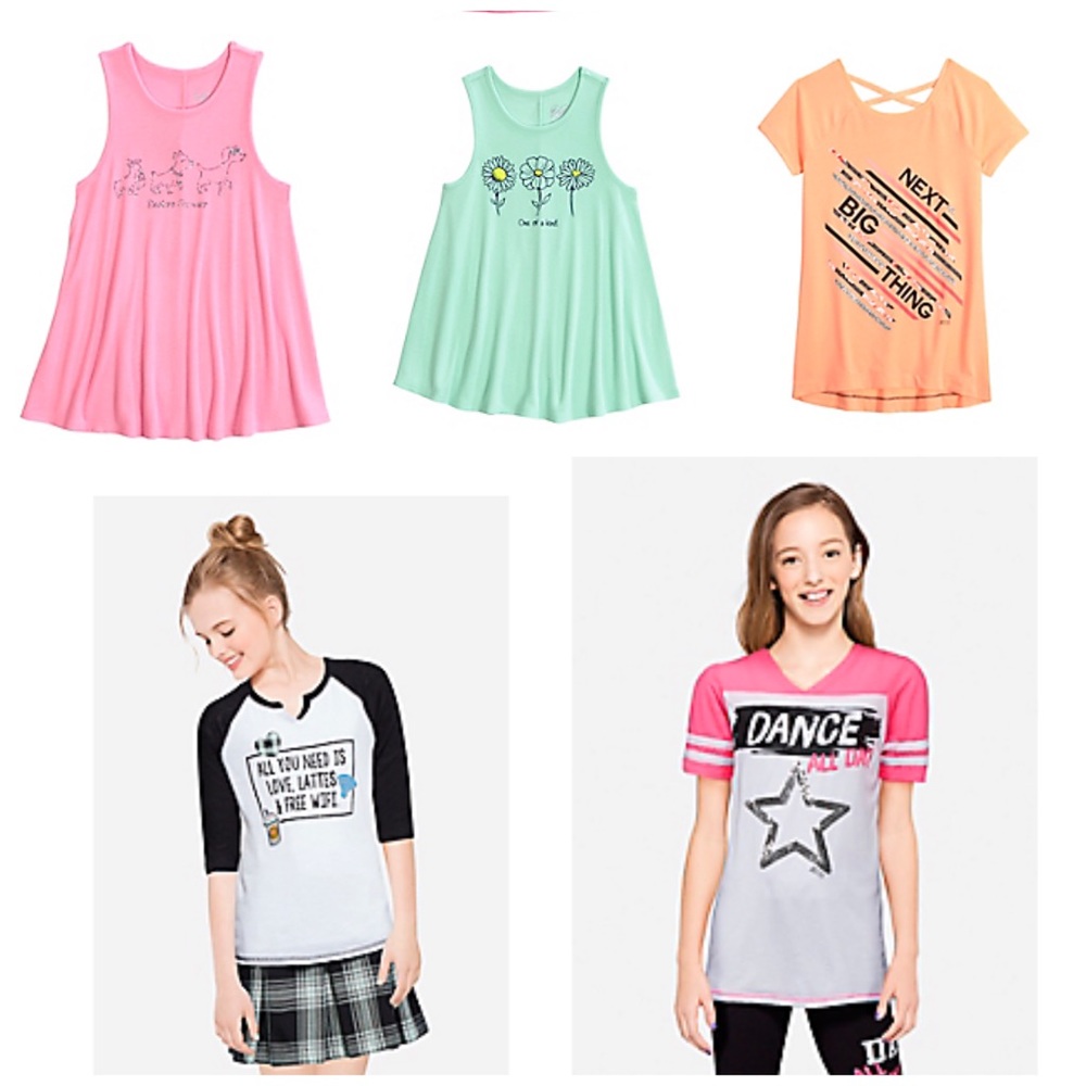 5 NWT Justice tops/ shirts size 7 bundle lot