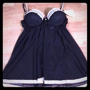 NWT Black Nightie with Blush Trim