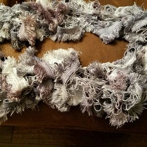 Gray and White Fuzzy Scarf
