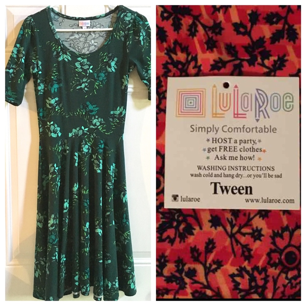 Lularoe Nicole GUC green floral xs tween leggings