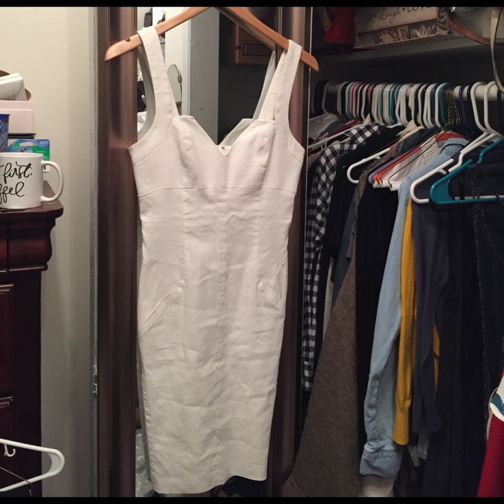 Bebe white linen dress