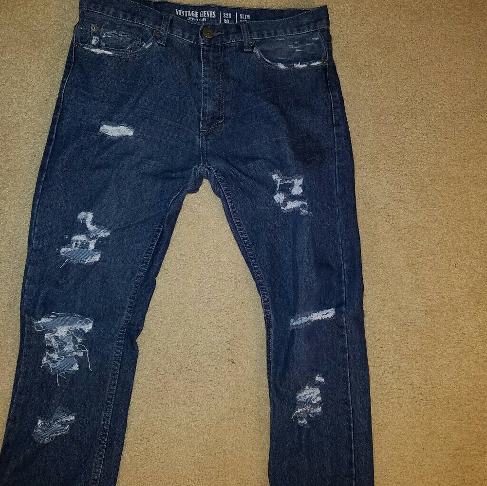 Mens Distressed Vintage Genes 32x30
