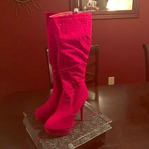 Red Sparkle Knee High Boots!!!