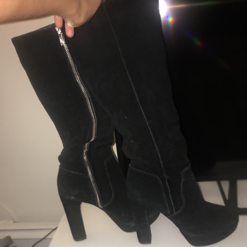 MICHAEL KORS BLACK SUEDE KNEE HIGH BOOTS SZ 8.5