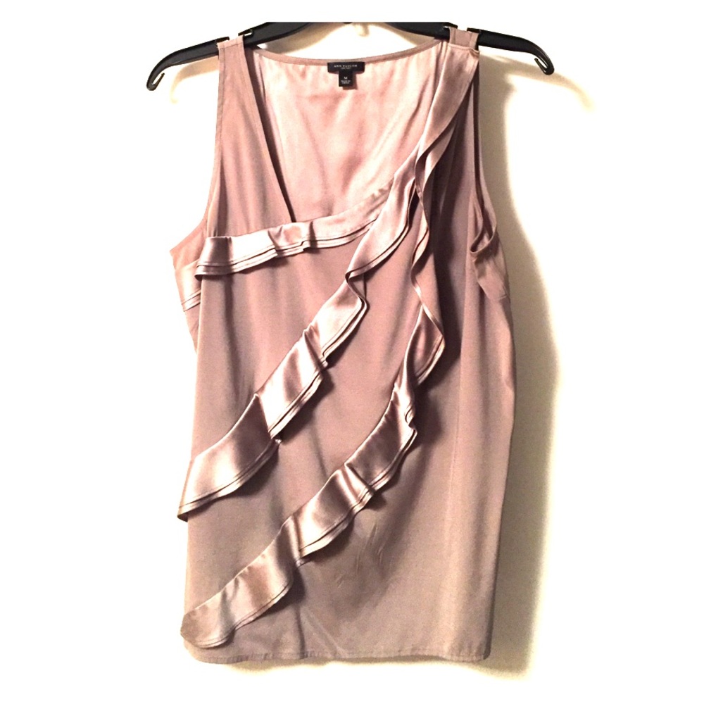 Ann Taylor silver/grey ruffle tank size M