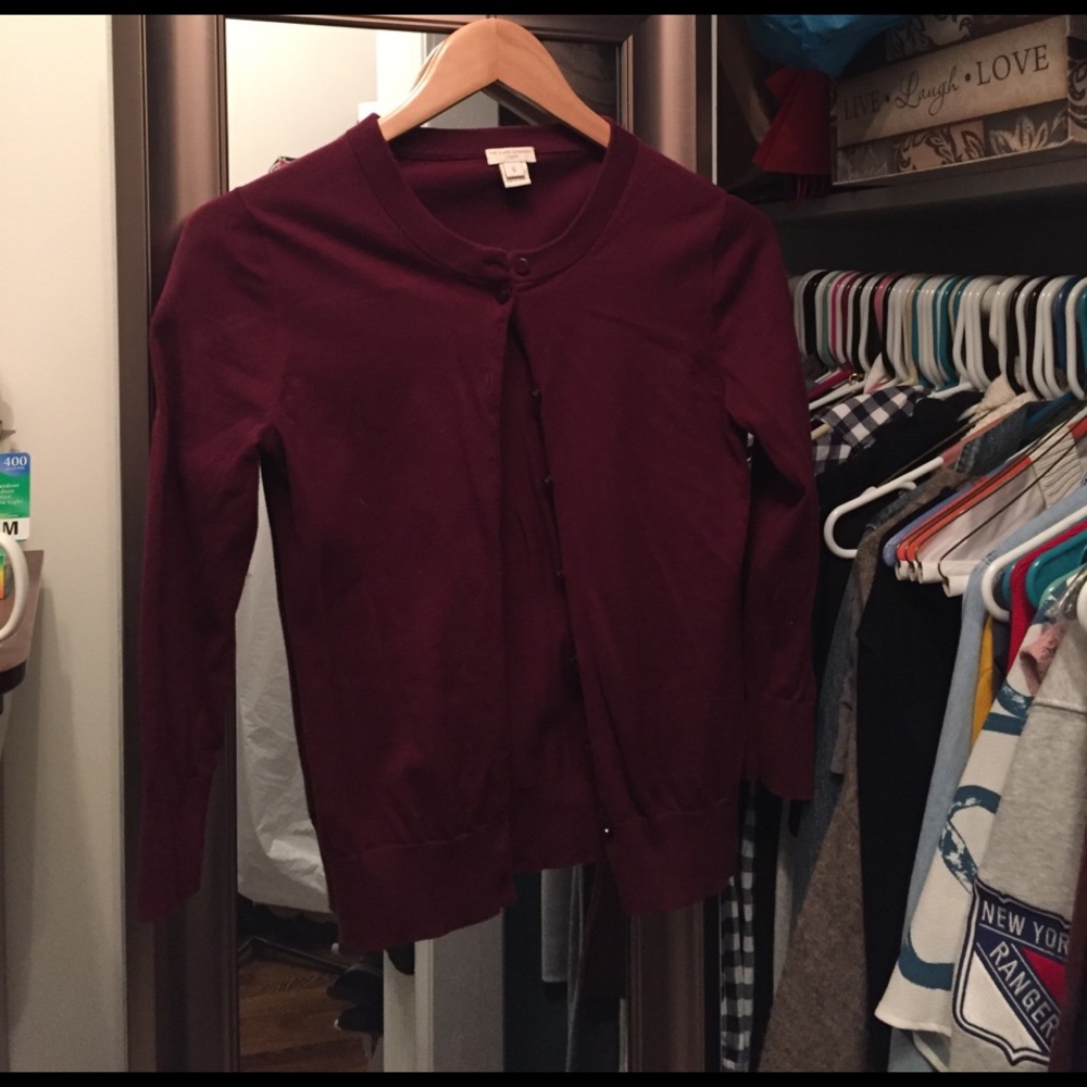 Burgundy jcrew cardigan