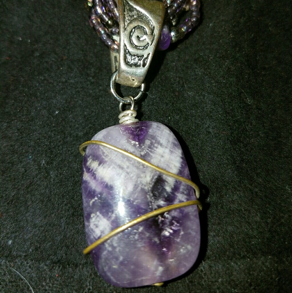 Multistrand large amethyst necklace