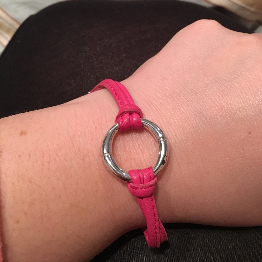 Longchamp Leather & Silver Bracelet