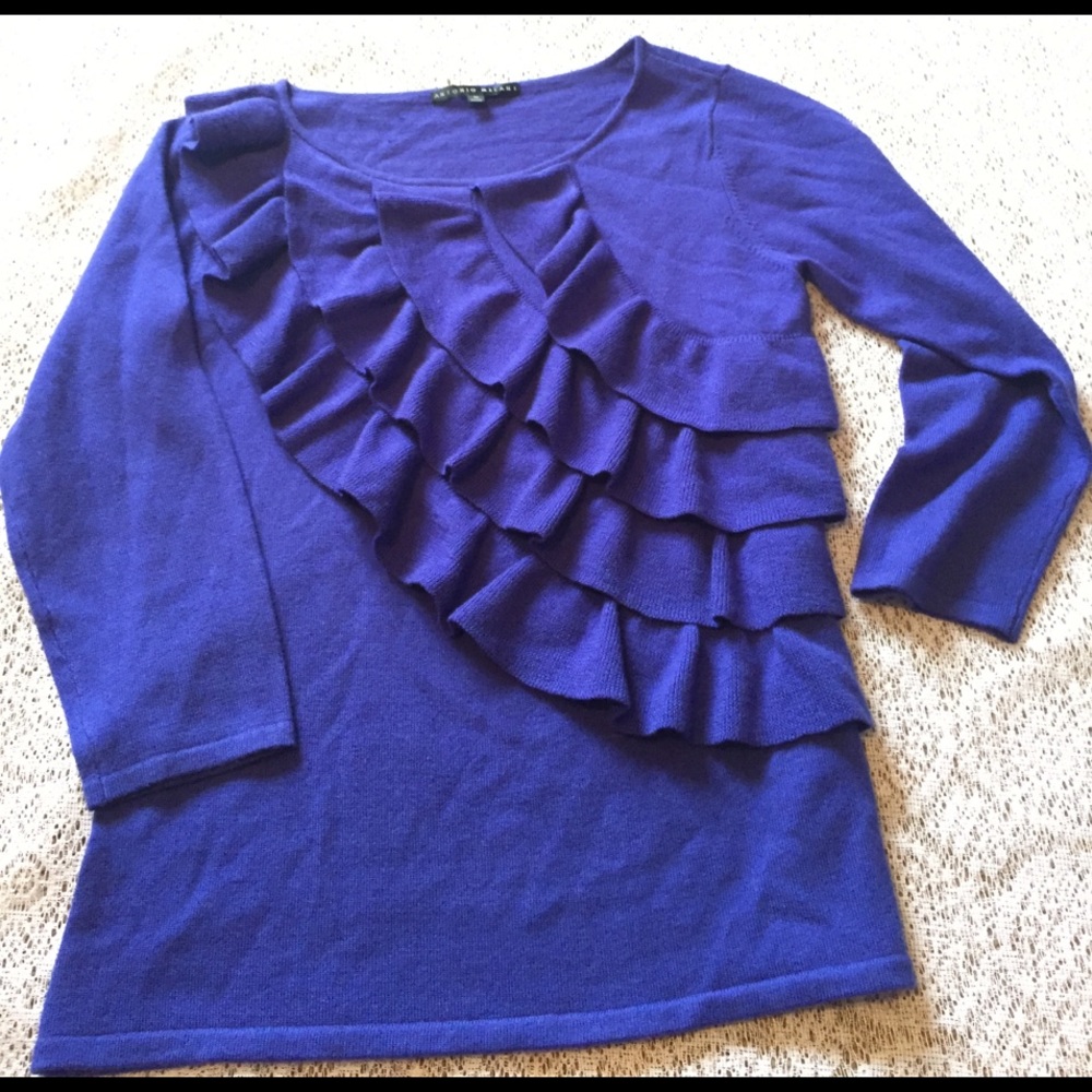 Purple Antonio Melani Merino Wool Sweater, M