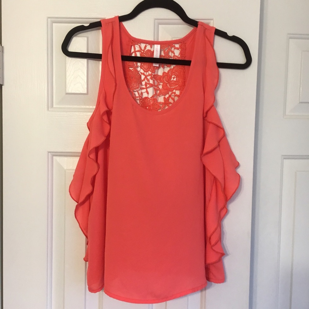 Crocheted Back Flutter Tank