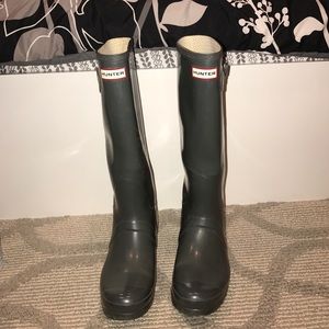 Tall graphite original gloss Hunter rain boots
