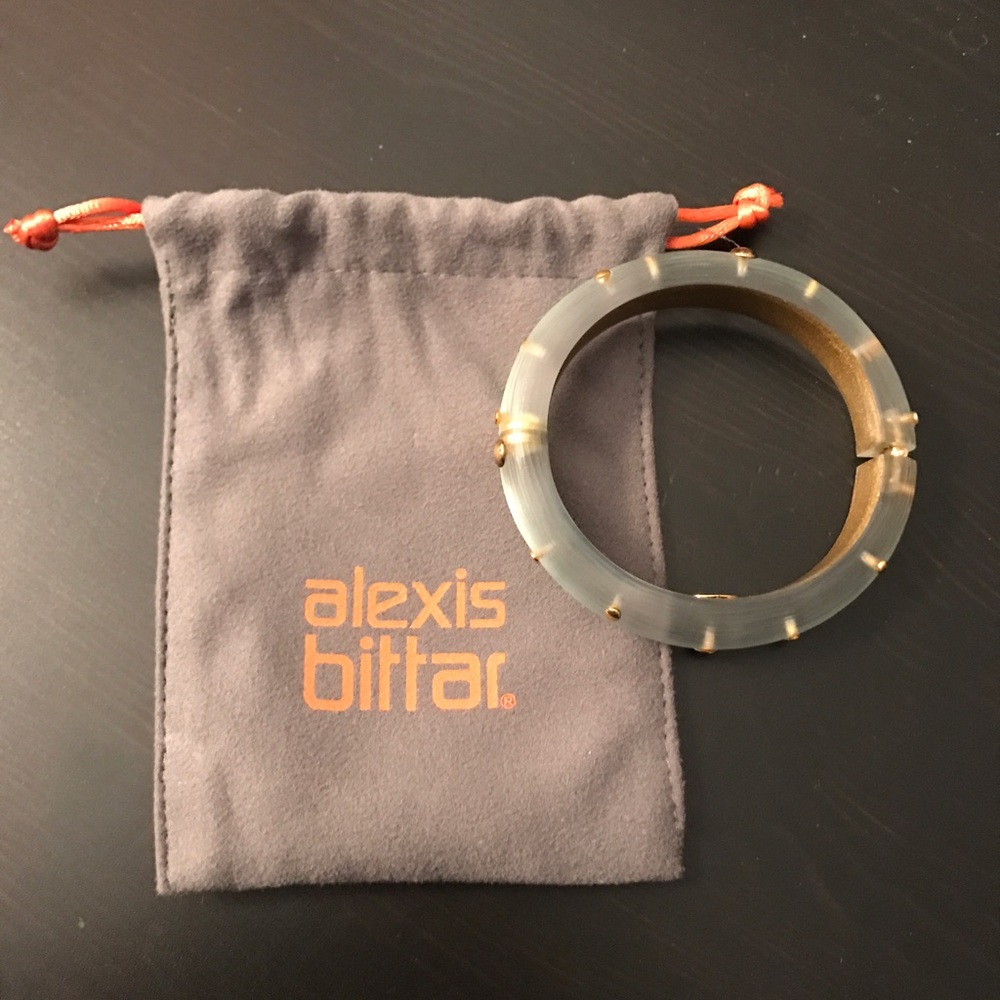 Alexis Bittar Light Blue and Gold Lucite Bangle