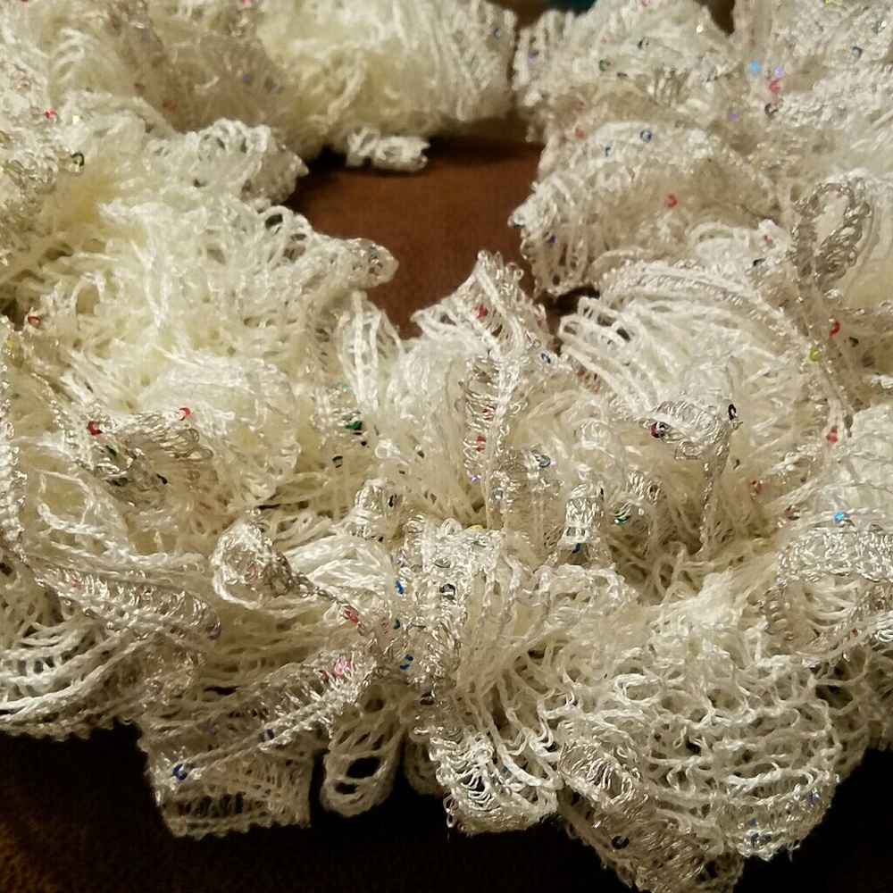 Simple Cream Sequin Ruffle Scarf