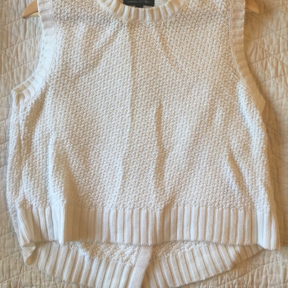 Crisp white open back sleeveless sweater cropped - Picture 4 of 4