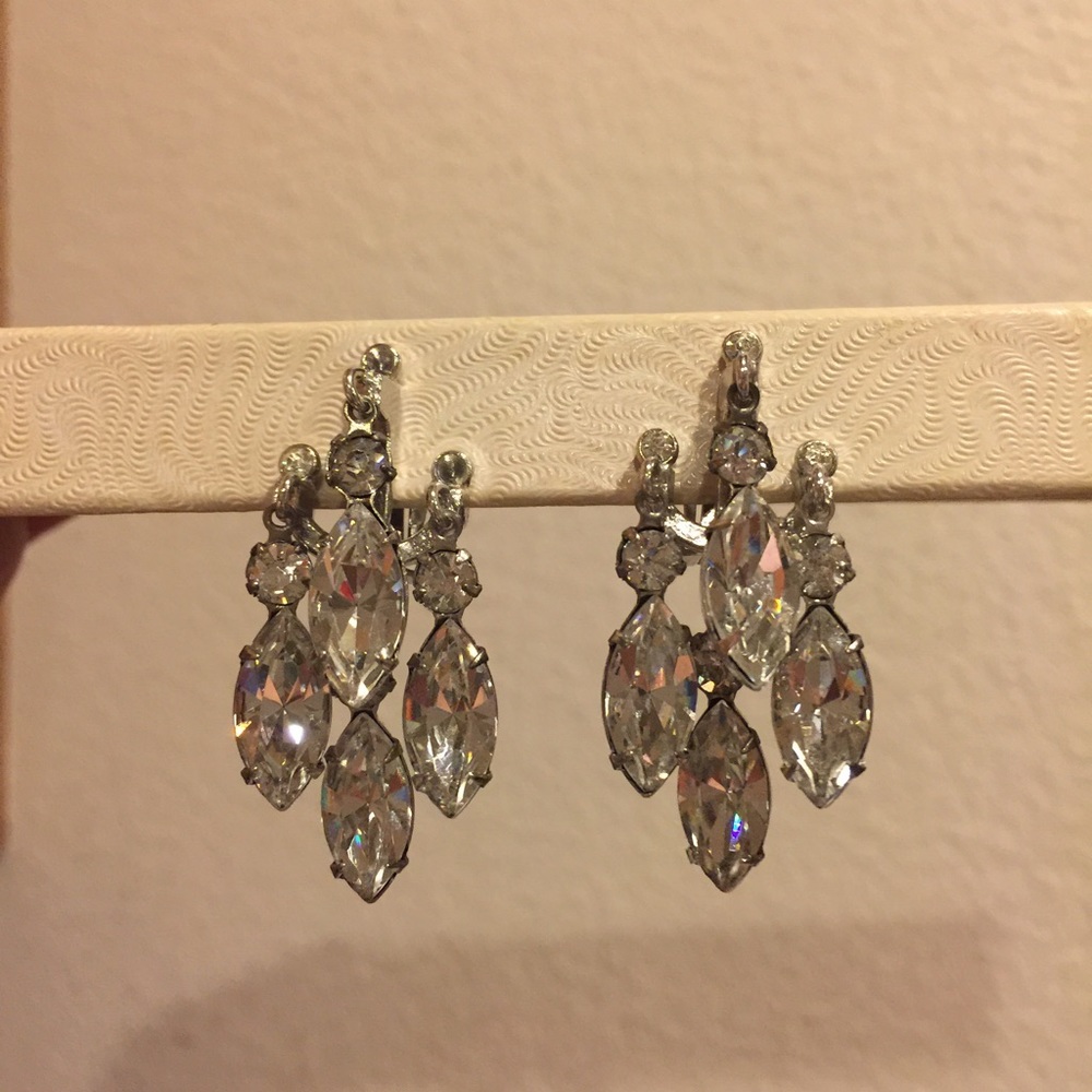 Vintage rhinestone chandelier earrings