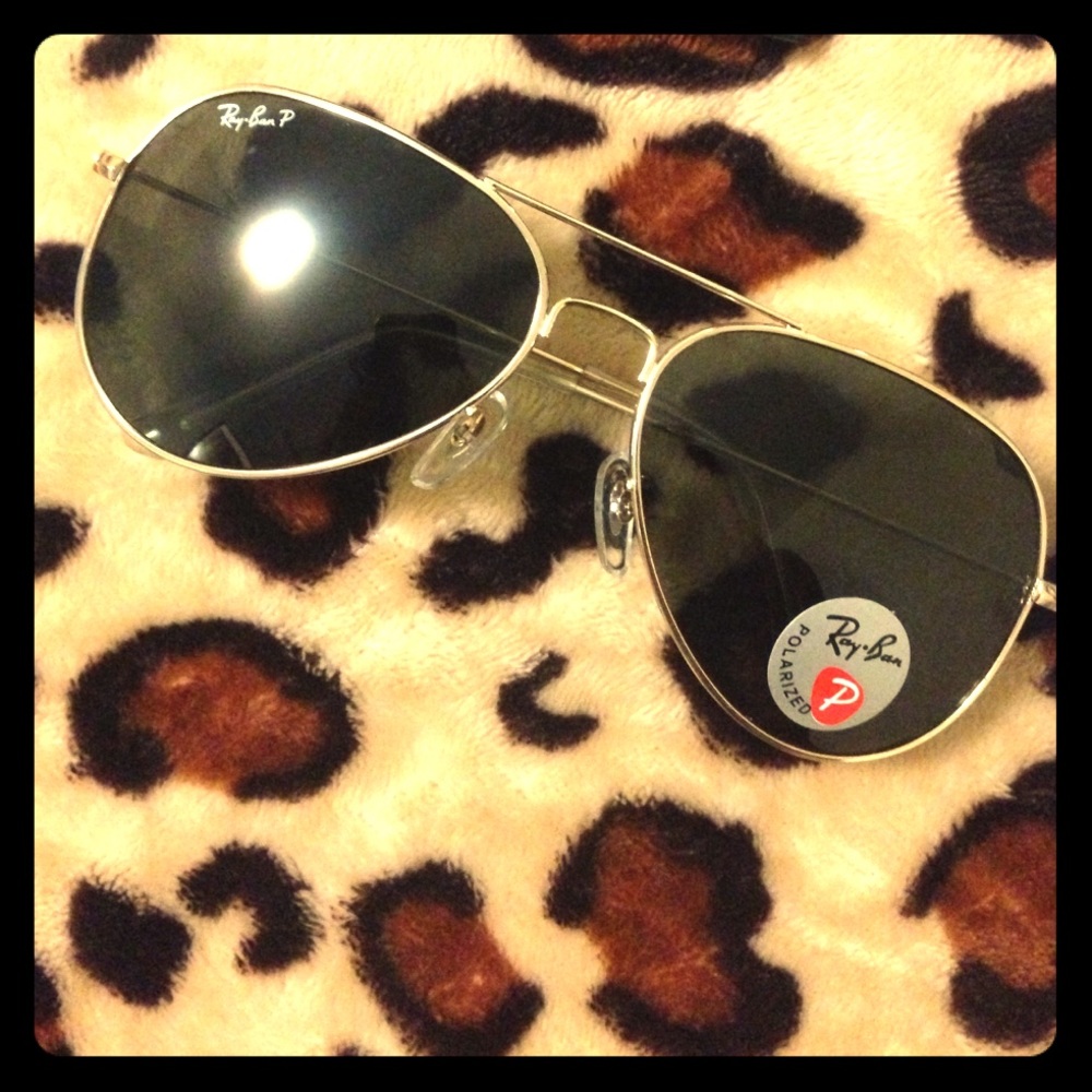 Rayban polarized sunglasses- green lens/gold frame