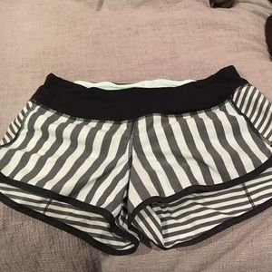 Mint and black striped 2 way speed shorts