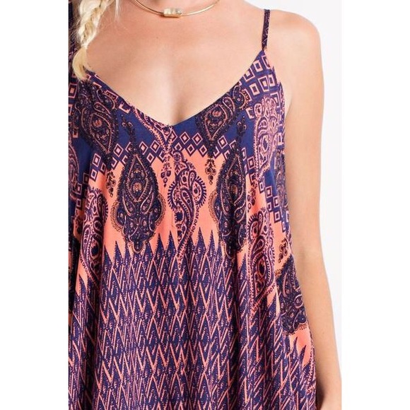 •LAST• Sunday Morning Coral Print Maxi Dress - Picture 4 of 5