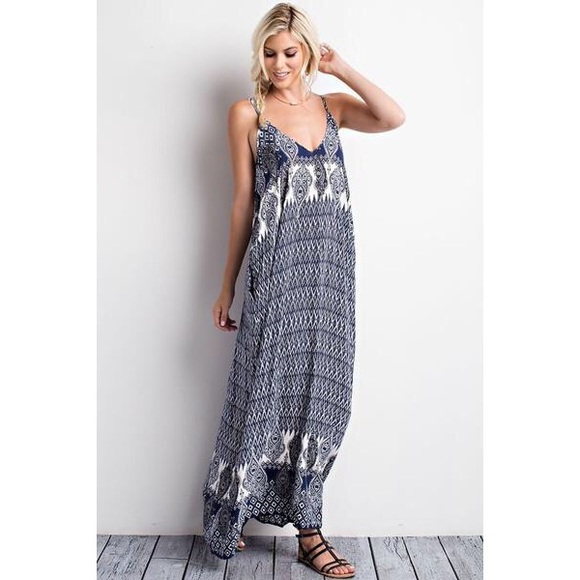 •LAST• Sunday Morning Coral Print Maxi Dress - Picture 5 of 5