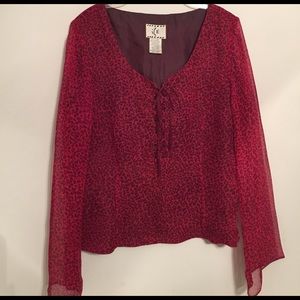 ***Red Animal Print Blouse