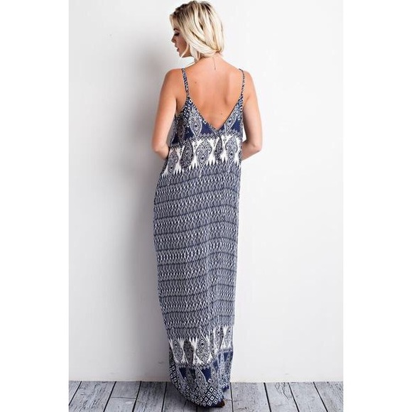 •LAST• Sunday Morning Navy Print Maxi Dress - Picture 5 of 6