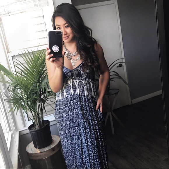 •LAST• Sunday Morning Navy Print Maxi Dress - Picture 2 of 6