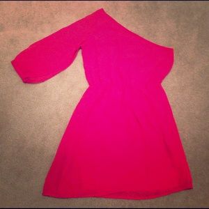 One Shoulder Hot Pink Dress