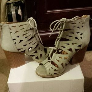 Block heel gladiator lace sandals