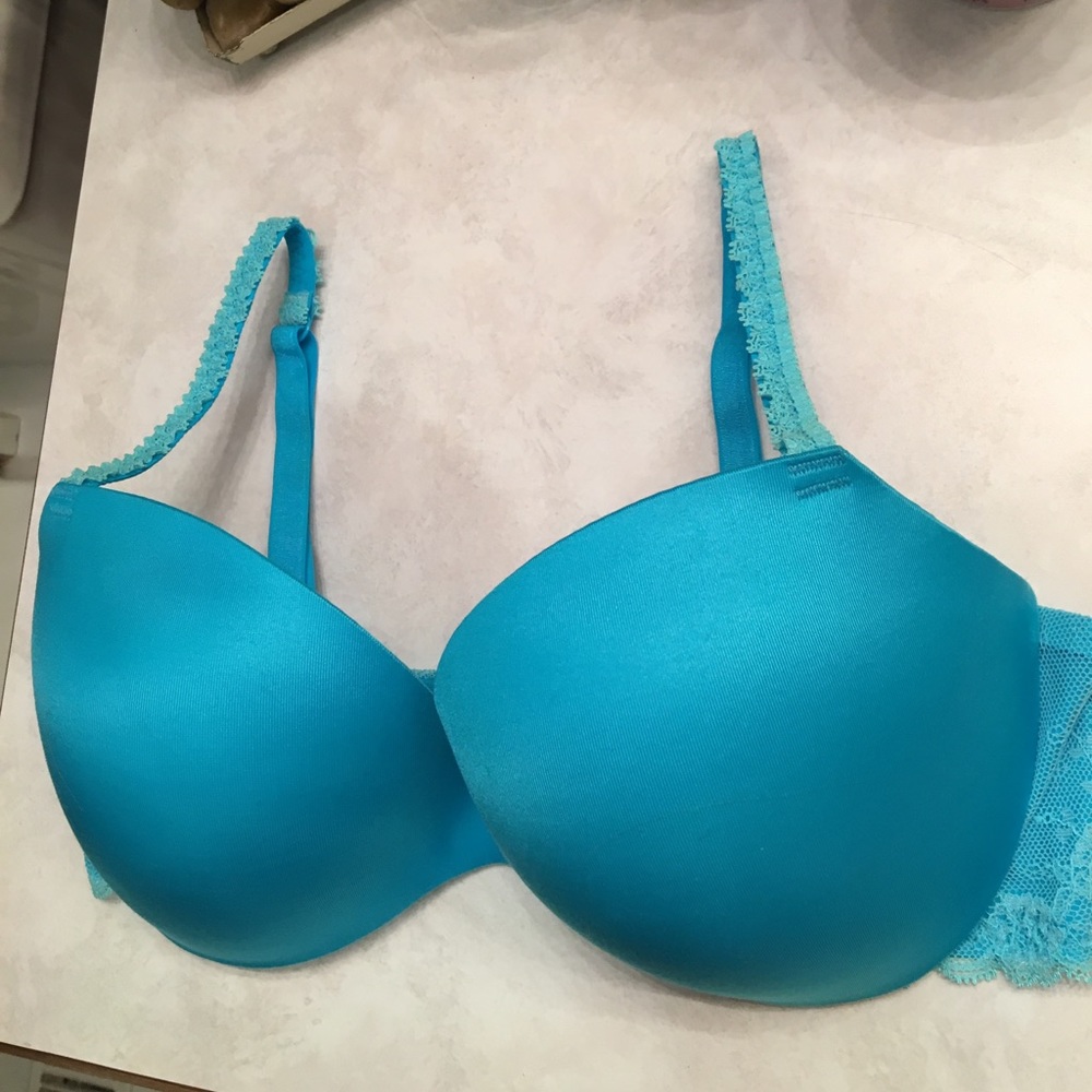 Bright blue Aerie bra with lace