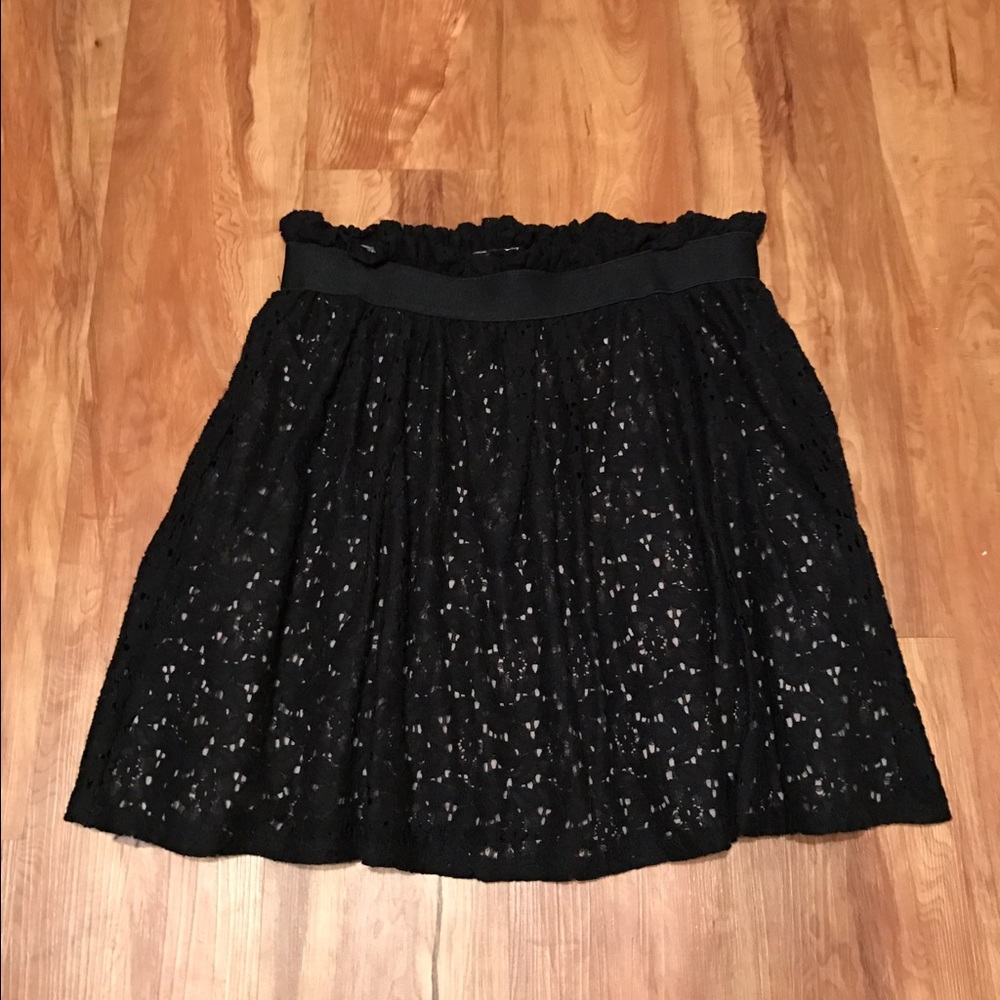 Anthropologie skirt, black lace with tan lining.